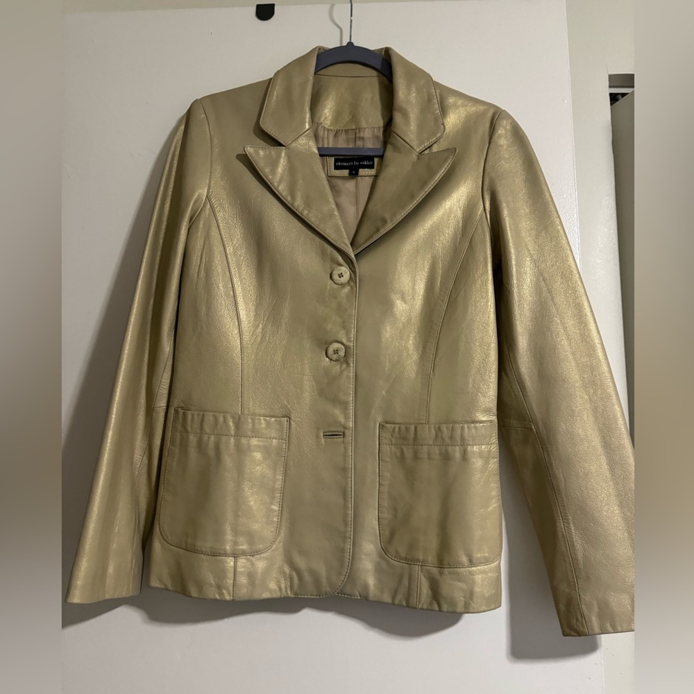 Elements by Vakko gold leather jacket